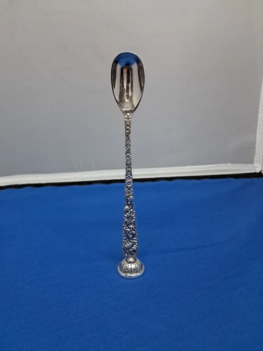 Rare S. Kirk & Son Repousse Sterling Drink Muddler Spoon Footed Standing No Mono