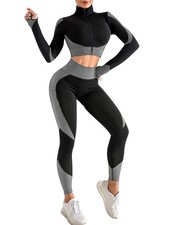 's Workout Sets 2 Piece Seamless Textured High Waist Legging Crop Top Gym, 2 ...