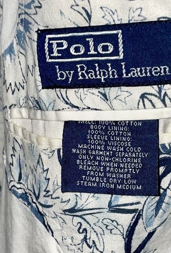 POLO Ralph Lauren Vintage Floral/Paisley Print Cotton Jacket/Blazer-Size Large - Picture 2 of 9