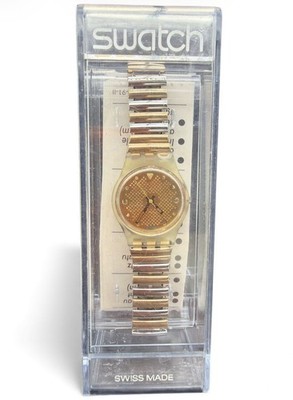 Vintage 1990 Swatch Watch Blade Runner LK121 Gold Ladies Swiss Made Read Below