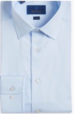 DAVID DONAHUE SKY BLUE SUPERFINE TWILL TRIM FIT OXFORD SZ 16.5 34/35 MSRP 175