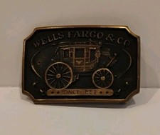 Wells Fargo Vintage BAF 1973 Solid Brass Stagecoach Belt Buckle Since 1852