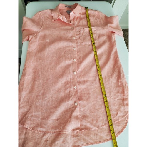 Chemise tunique manches 3/4 en lin Chico's 0 haut femme S orange sans fer - Photo 8 sur 9