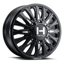 20x8.25 Hostile H404 Ghost Gloss Black Milled DUALLY FRONT Wheel 8x200 (123mm)