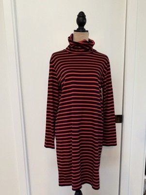 KULE Striped Turtleneck Cotton Knit Dress Navy Red Women's Size M