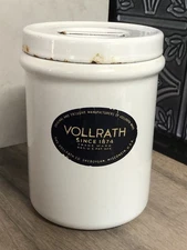 Vintage Vollrath White Enamelware Canister & Lid Enameled Grease Pot