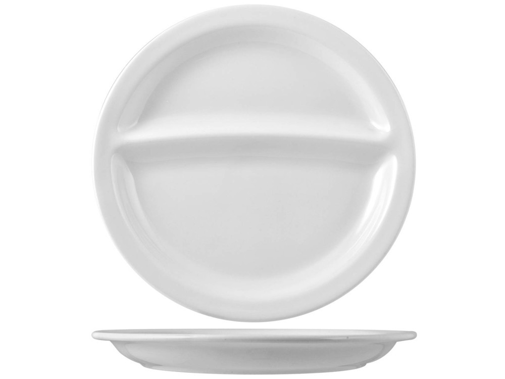 Plate 2 Compartments Porcelain Naples White 30 Cm Saturnia