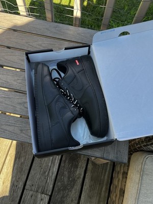 Nike Supreme x Air Force 1 Low Box Logo Black Sneakers Size M 11.5