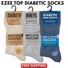 6 & 12 Pairs Mens Non Elastic Diabetic Socks Loose Soft Grip Top Adults UK 6-11