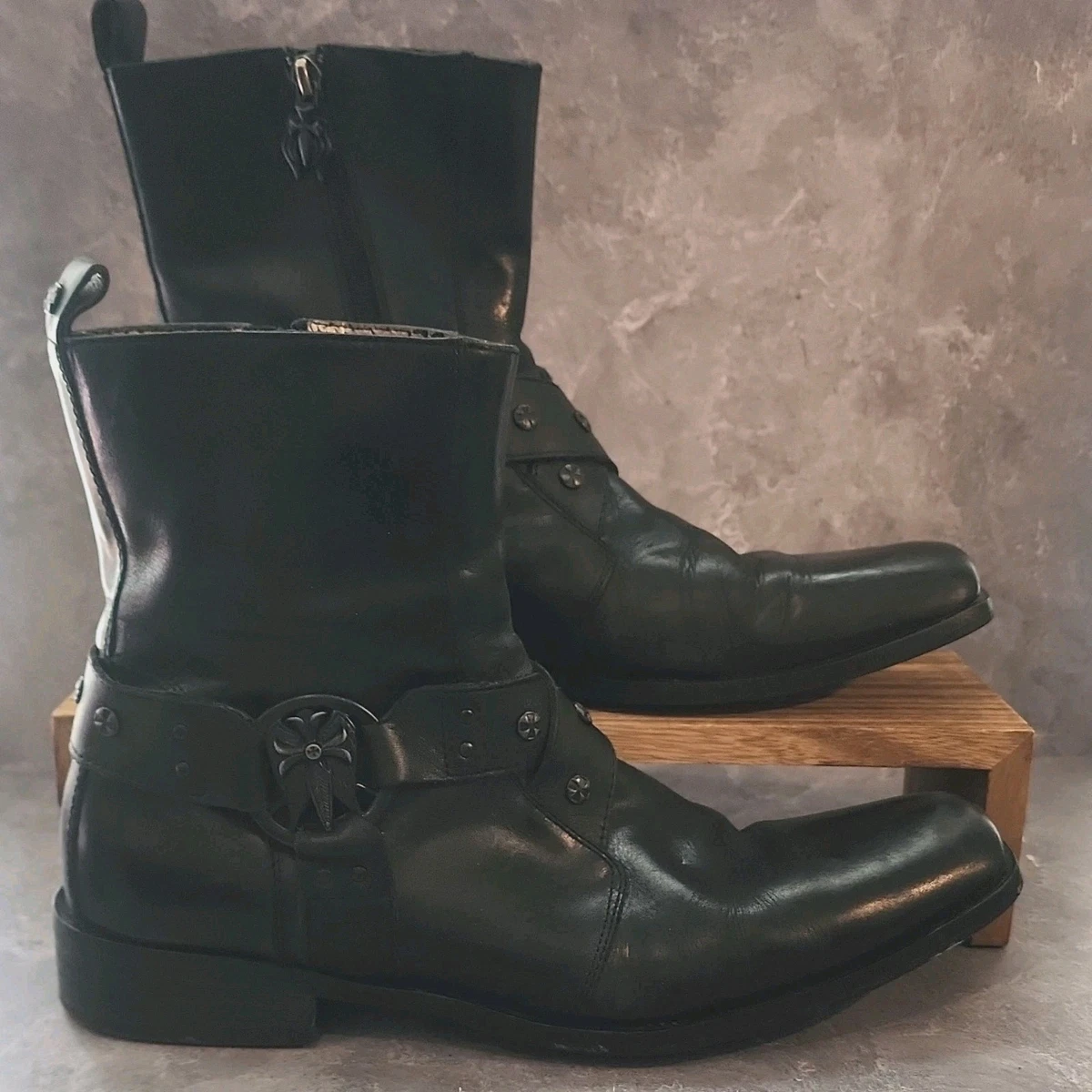 Mark Mason Mens 68153 Black Leather Square Toe Harness Biker Boots Size 9.5 Mark Nason Biker Boots for Men | Mercari main image 4