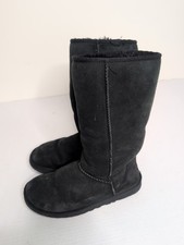 UGG Australia Classic Tall Black Sheepskin Boots Women Size 8 S/N 5815 EUC