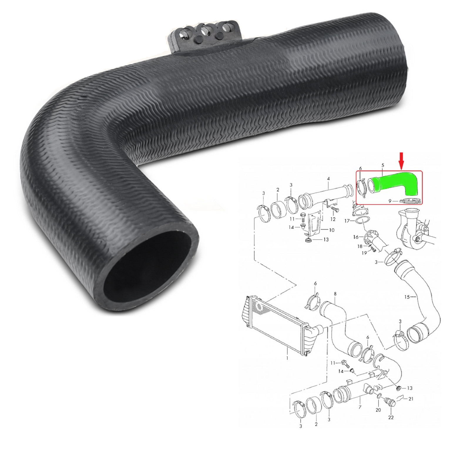 Durite tuyau d'air turbo VW LT 2.5 TDi 2D0145828A conduit suralimentation