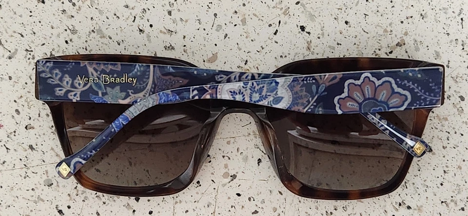 Vera Bradley "Roxana" Brown Blue Tort Floral Frames Lenses Used Some Wear Nice - Image 2 of 4
