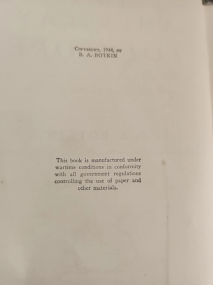A Treasury of American Folklore B.A. Botkin 1944 1st Printing Carl Sandburg HC Foto 3 de 4