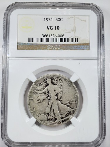 1921 50c Walking Liberty Half Dollar NGC VG10 Very Good