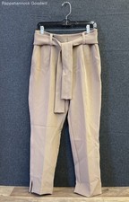New York  Company Women's Tan 7th Ave Belted High Waist Tapered Pants Sz 8