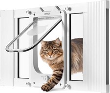 VEVOR Cat Door for Window Adjustable 23 28in White Aluminum