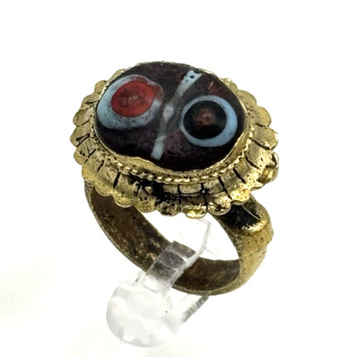 Ägyptischer Stil Ring mit Zwilling rot-blau Auge Design | Größe S1/2 | 12,57 g