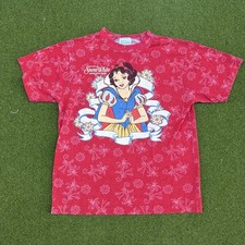 Vintage 90s Walt Disney Snow White All Over Print T Shirt Kids Size Large Red
