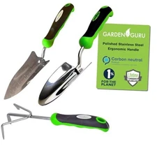 Garden Guru Garden Tool Set 3pc Hand Trowel Stainless Steel Garden Set