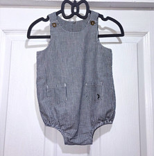 Billie Faiers George Blue White Stripe Baby Summer Romper Sleeveless 9-12M