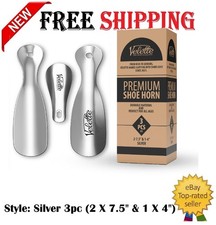 3 Pack Metal Shoe Horn 2-7.5" Long  1- 4" Perfect Shoe Horns For Men Women Kids