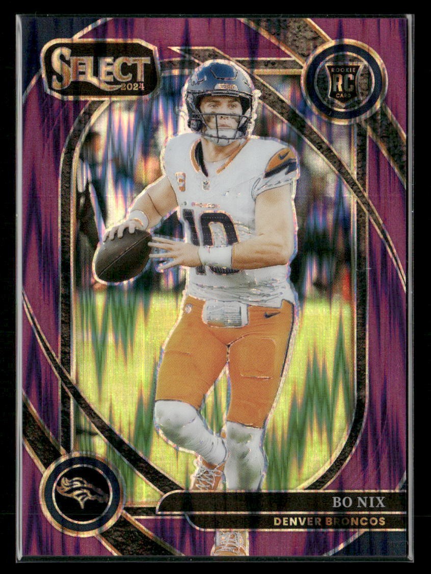 2024 Panini Select #221 Bo Nix Purple Prizm Shock #/360 Denver Broncos Rookie