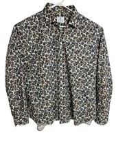 EMANUEL BERG Modern Fit Sport Shirt Men 2XL 46cm 18" Brown Floral Pattern