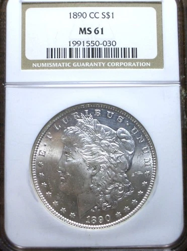 BRILLIANT 1890-CC MS61  SILVER  MORGAN $1 -NGC