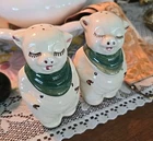 Vintage Shawnee Smiley Pig Salt & Pepper Shakers Green Scarf Set USA