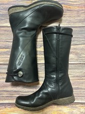 Women's 9 TEVA Montecito Black Tall Leather Boots Zip Closure Mid Calf