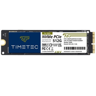 Timetec 512GB MAC SSD NVMe PCIe Gen3x4 3D NAND TLC Read Up to 2,000MB/s Compa...