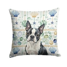 Caroline's Treasures Boston Terrier Coastal Sea Glass Throw Pillow WDK6932PW1414