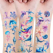 96 PCS Ocean Sea Animal Shark Whale Fish Temporary Tattoos Sticker,Super Cute Th