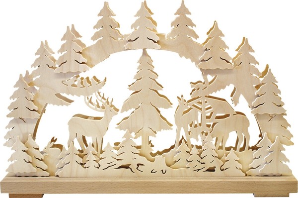 Schwibbogen Waldtiere Led 43 Cm Natur Ratags Handarbeit Erzgebirge Usb Licht-image