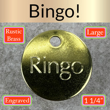 Custom Engraved Dog Tags Personalized Dog Collar Pet ID Tags RUSTIC BRASS CIRCLE