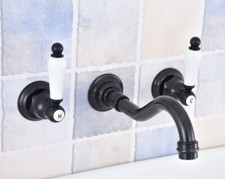 Bathroom Widespread Faucet Oil Rubbed Bronze 3 Holes Dual Handles Mixer Tap