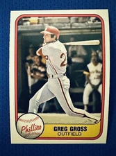 1981 FLEER #18 GREG GROSS PHILADELPHIA PHILLIES NM-MT or BETTER 1,073 HITS