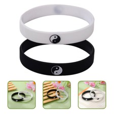 2Pcs Men Silicone Bracelets Rubber Wristbands Sports Fashion Elastic Bracelet