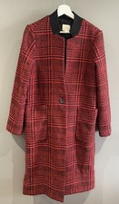 Joy Ladies Versatile Retro Red Black Check Tartan Midi Coat Size M 12