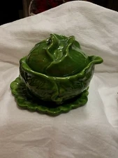 Vintage Holland Mold Ceramic Cabbage Soup Tureen Tray and Lid