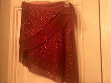Double Platinum Performancewear Wrap Red Glitter Mesh Dance Skirt, one size
