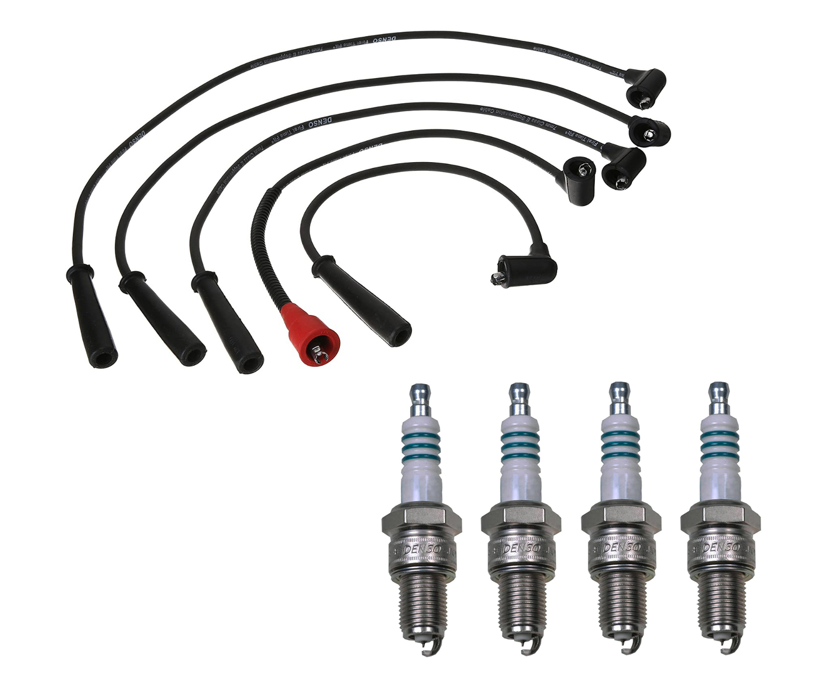 Denso Wire Set 7mm  4 Iridium Power Spark Plugs Gap 0.044 Kit For Mazda 2.2 L4
