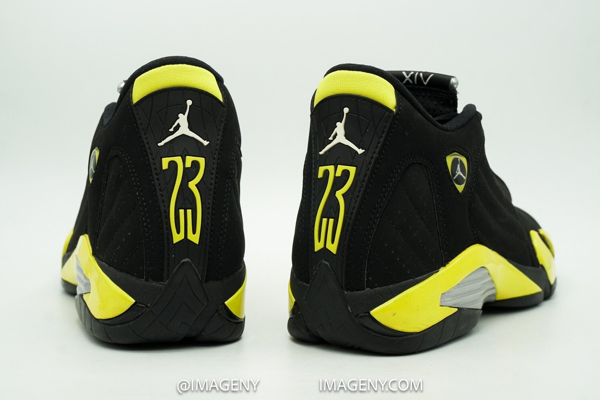 AIR JORDAN 14 XIV RETRO USED SIZE 8.5 THUNDER BLACK VIBRANT