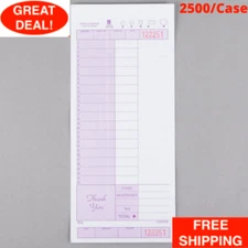 2500 Case 2 Part Carbonless Restaurant Diner Server Guest Order Receipt Check