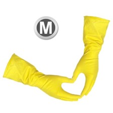 2 Pair 4 Gloves - Medium - Yellow Latex Household Cleaning Dishwashing Gloves