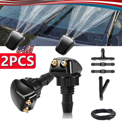 2xUniversal Dual Holes Windshield Washer Nozzle Wiper Water Spray Jet Adjustable