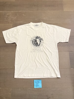 Vintage Versace Jeans Couture T-Shirt Size Medium Embroidered Logo 