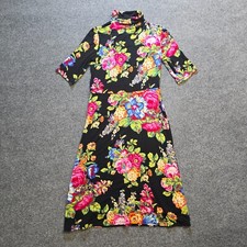 Ett Twa Anthropologie Dress Womens XS Black Floral Fitted Turtleneck Coreyell