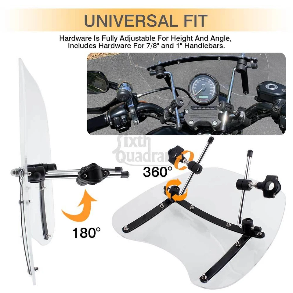 Parabrisas transparente para Triumph Bonneville Bobber T100 SE T120 17"x15" Foto 3 de 4